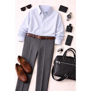 HILTL Men's Piacenza Perfetto High Twist Wool Stretch Pants Size 54 (US 38x30)